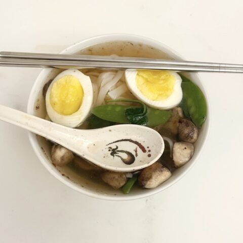 easy ramen-style, rice noodle soup recipe