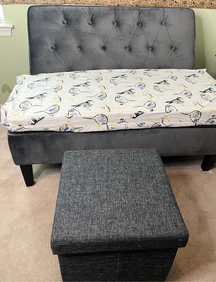 home office loveseat with homemade cushion