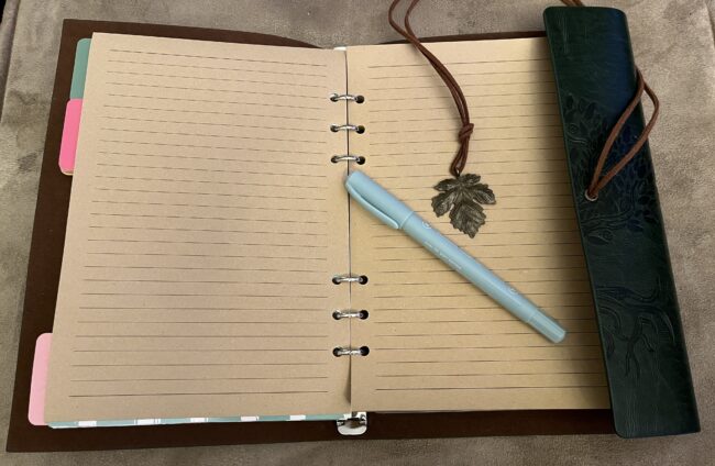 leather three-ring journal