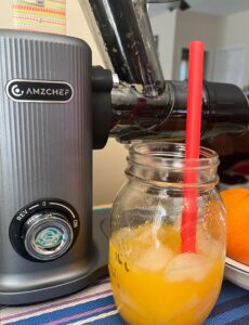 Delicious orange juice made with my Amzchef juicer.