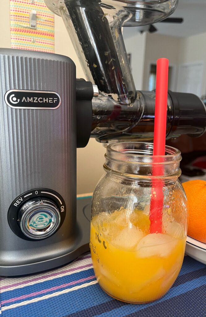 Delicious orange juice made with my Amzchef juicer.