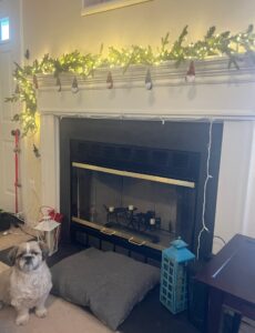 My lighted fireplace mantel.