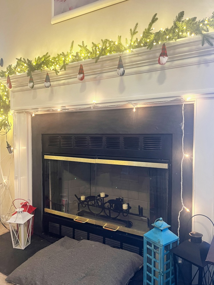 My beautiful new fireplace mantel garland from Seasonal LLC.