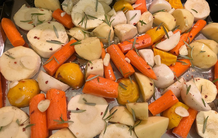 roast root veggies on a sheet pan