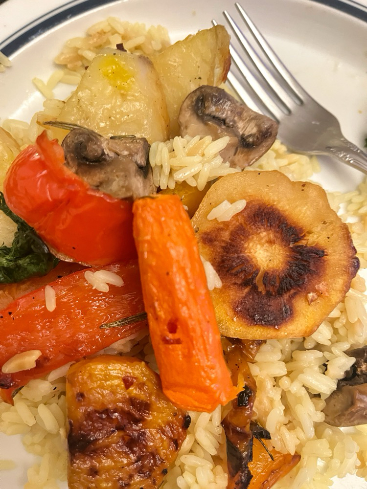 roasted root vegetables with rice