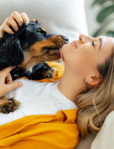 women with a sweet dog