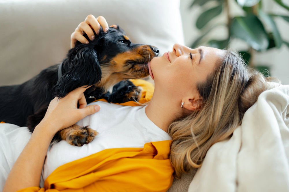 women with a sweet dog