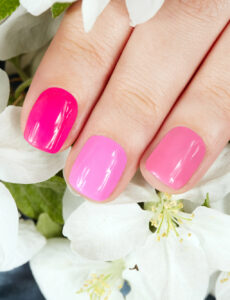 a variety of pink nail shades