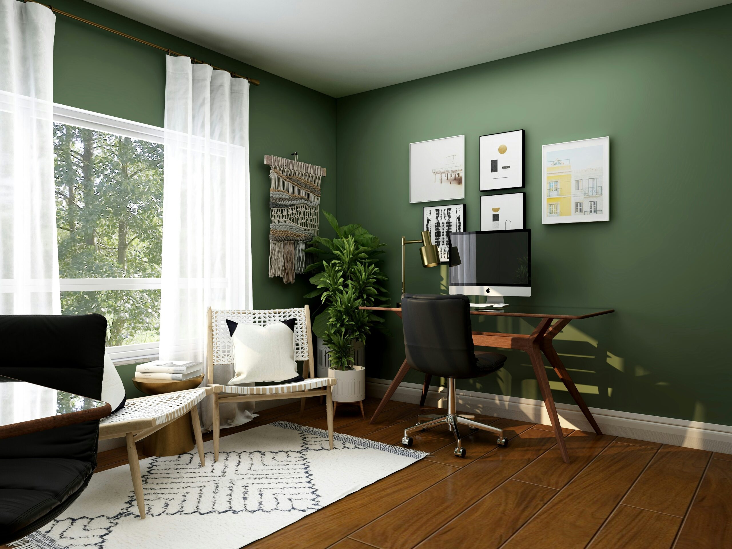 pretty green home office