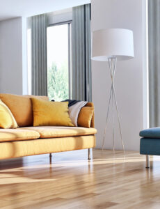 living room, yellow sofa