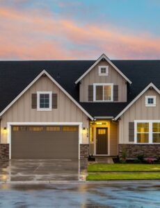 home lit at night after a ran