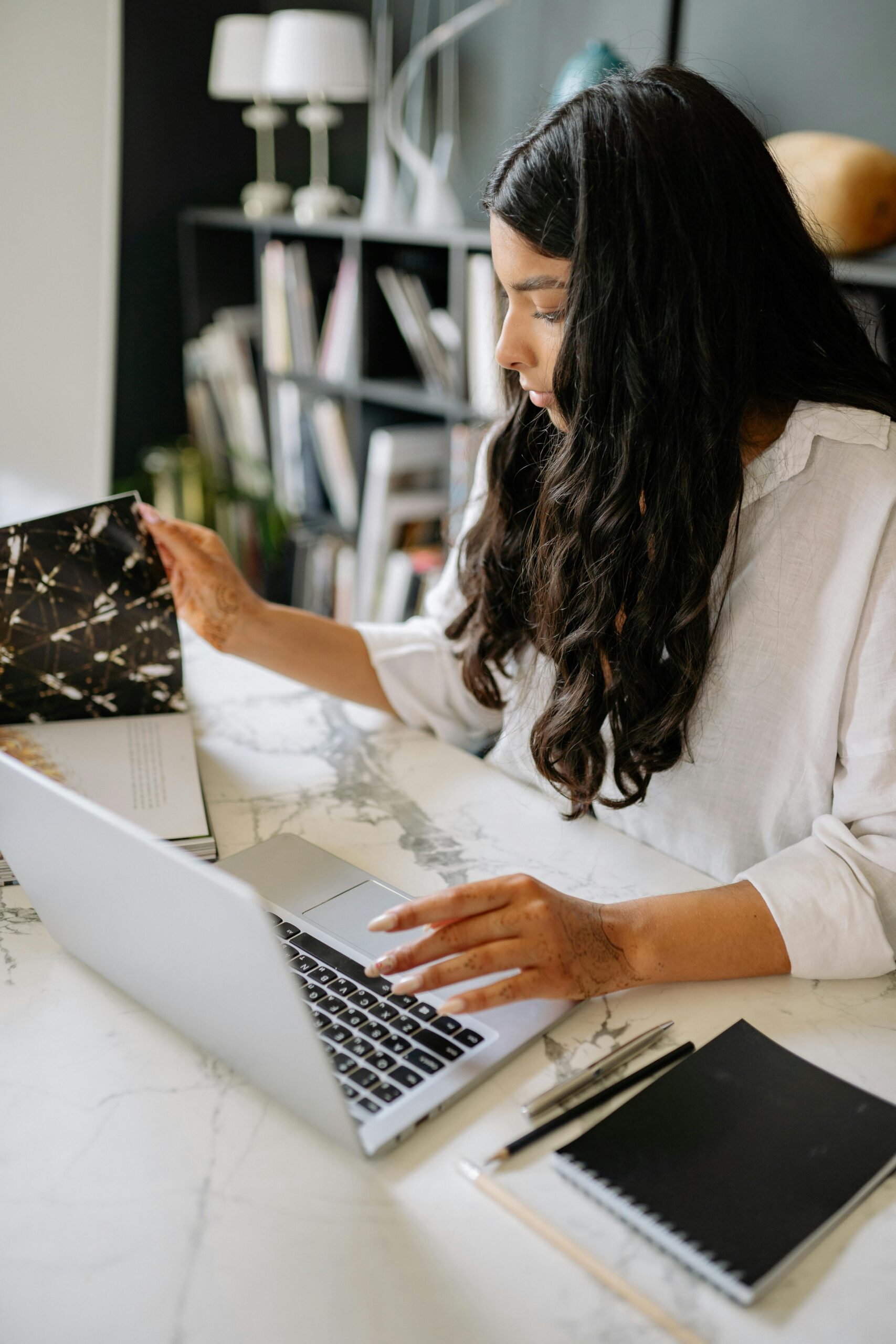 woman working in a home office