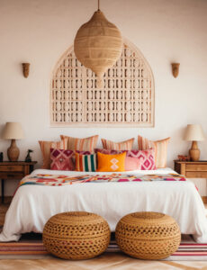 bedroom with boho rug