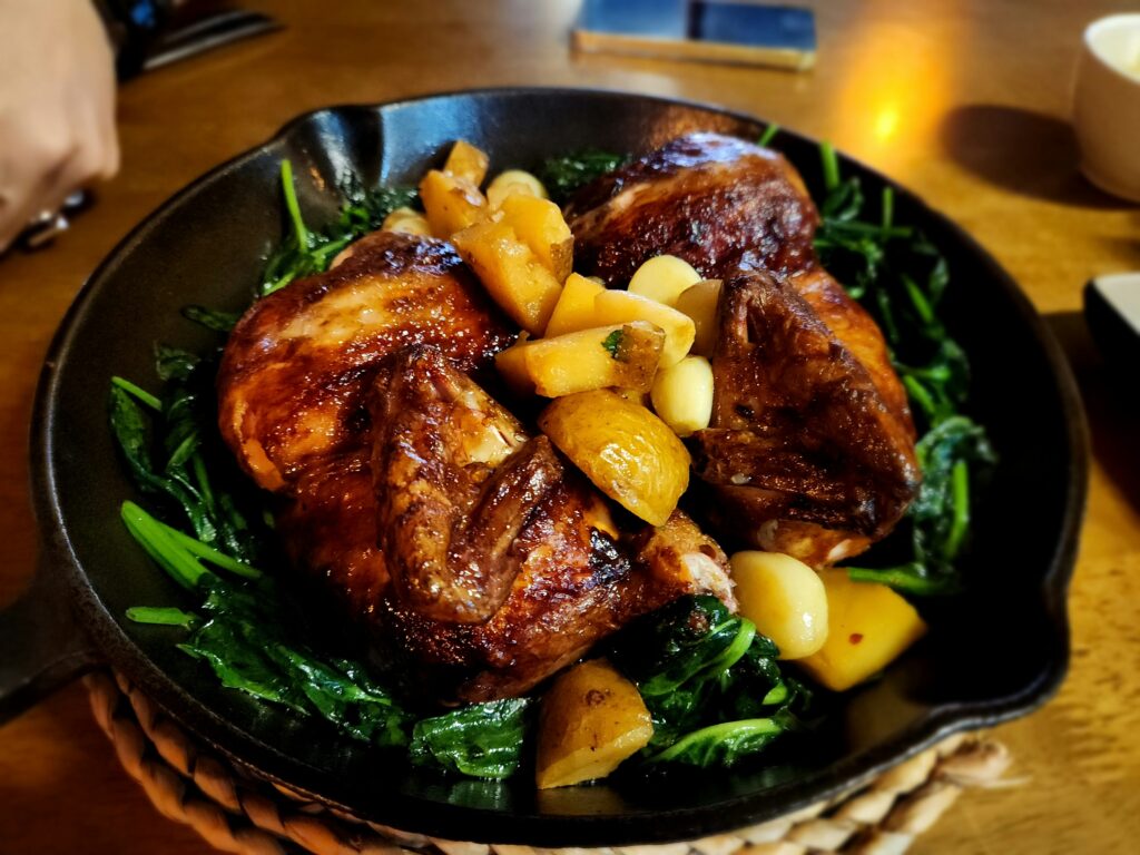 roast chicken, veggies