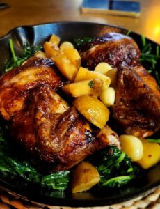 roast chicken, veggies