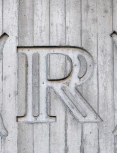 engraved R initial