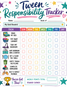 Tween chore chart