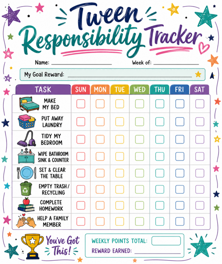 Tween chore chart
