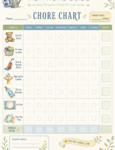free printable chore chart for kids