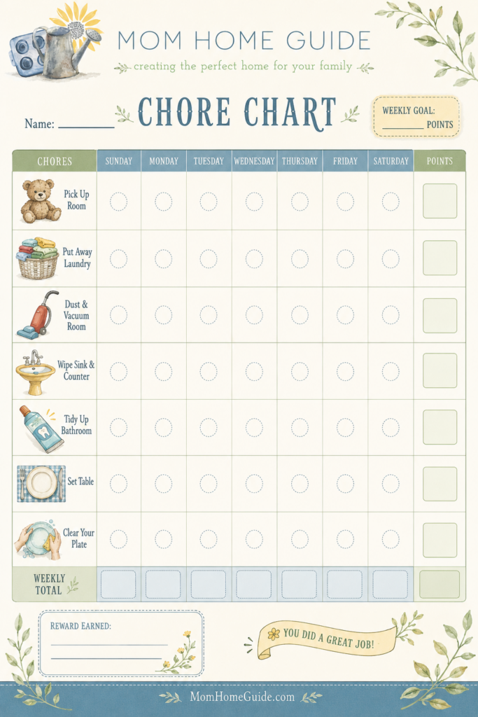 free printable chore chart for kids