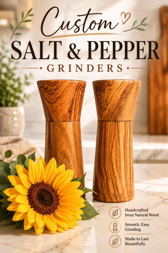 custom wooden salt and pepper grinders