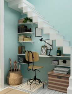 desk nook underneath stairs