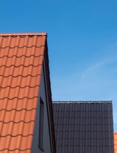 red roof on home