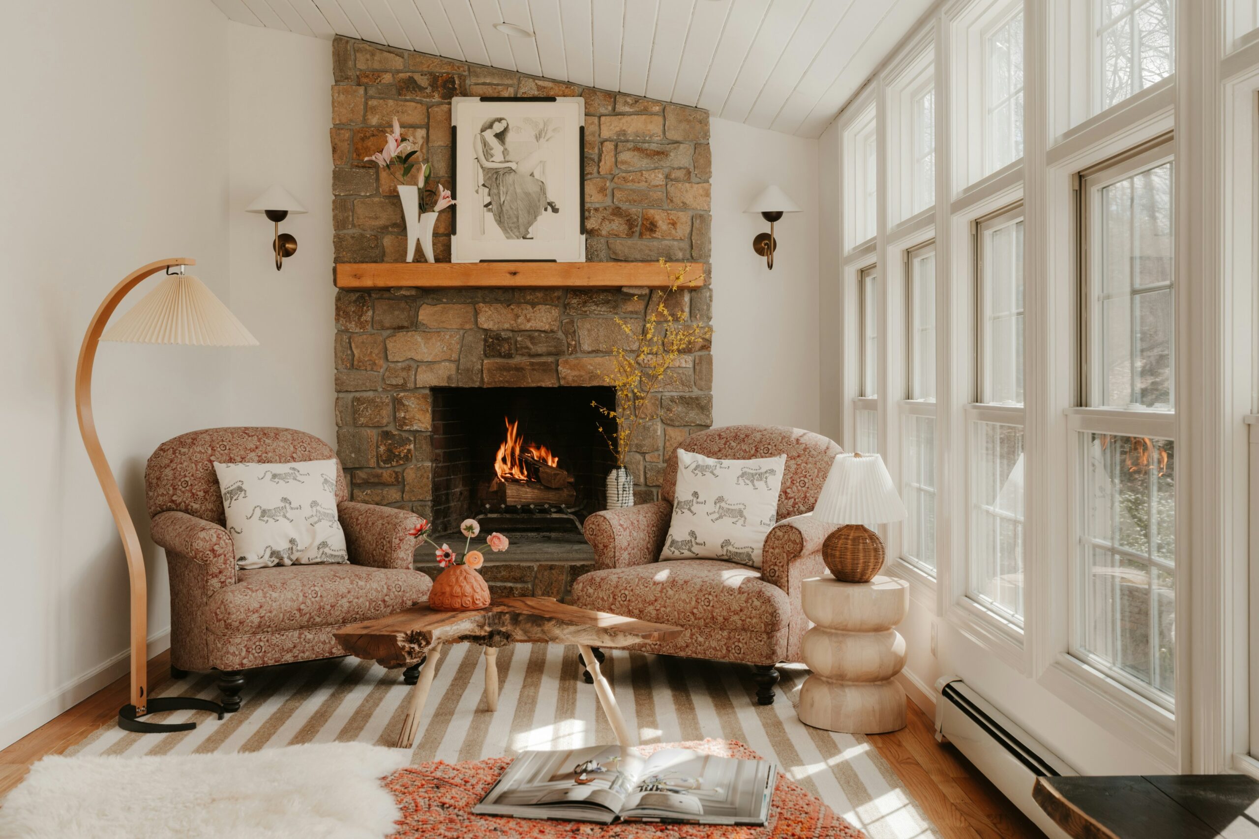 stone fireplace wall