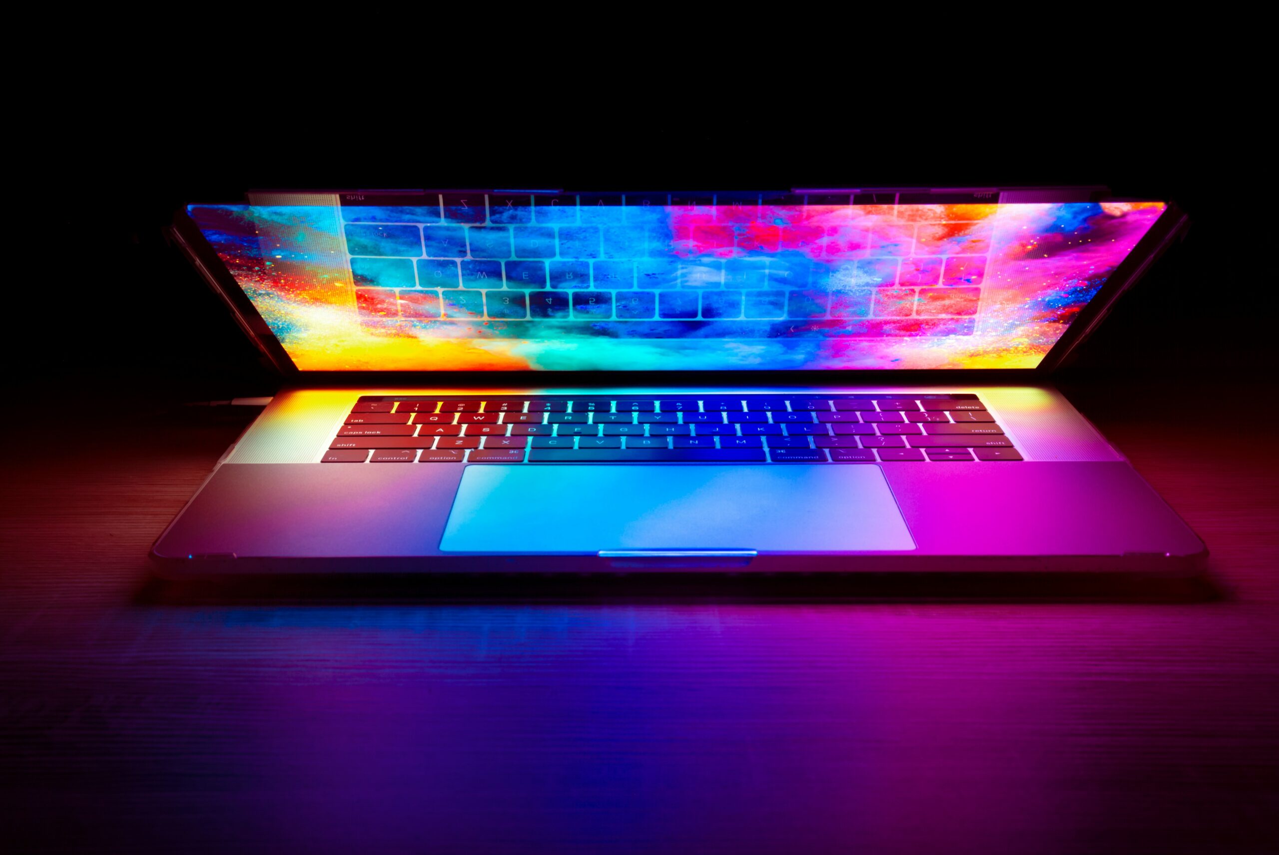 colorfully lit laptop