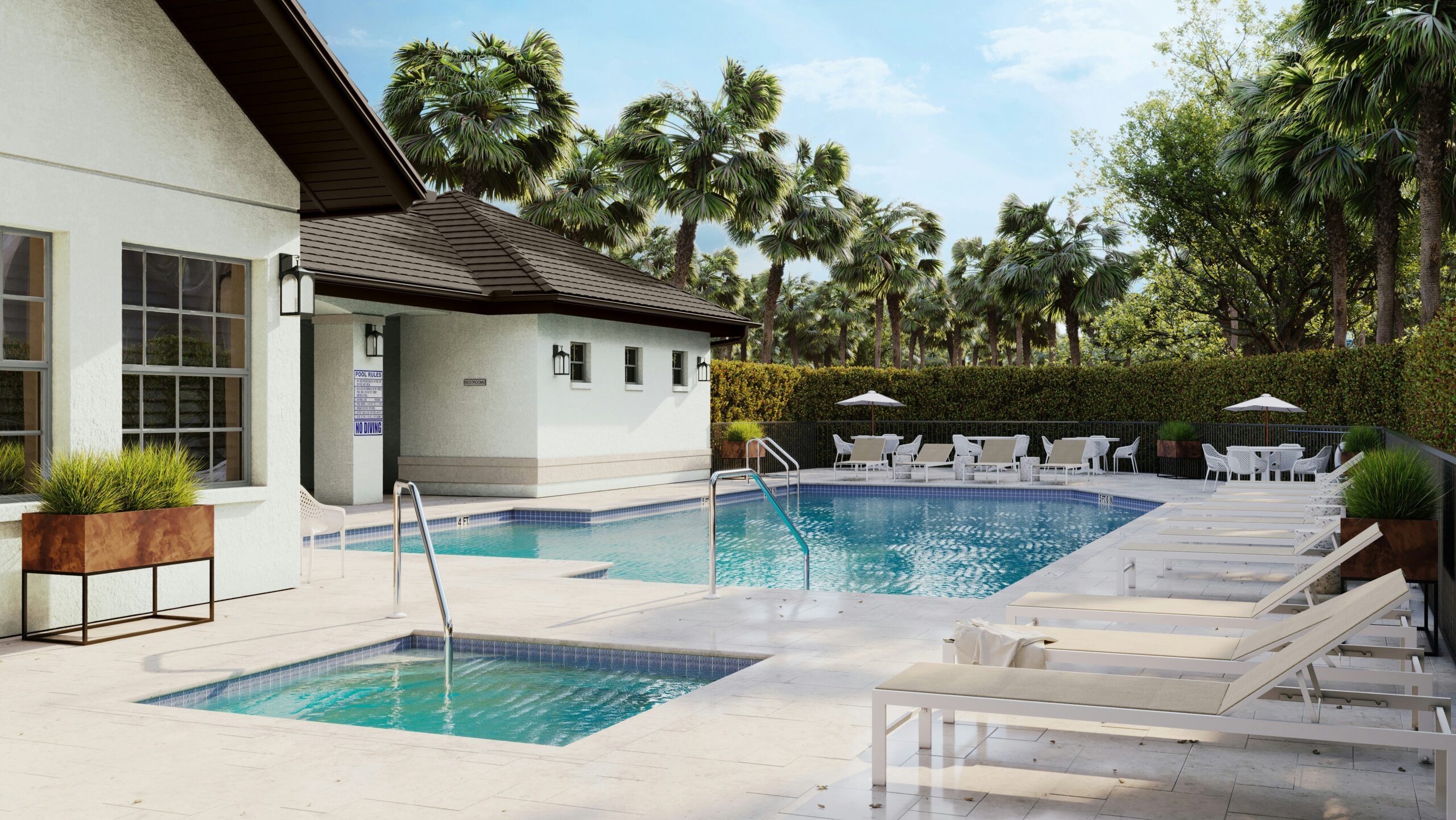 Florida home and backyard with a pool