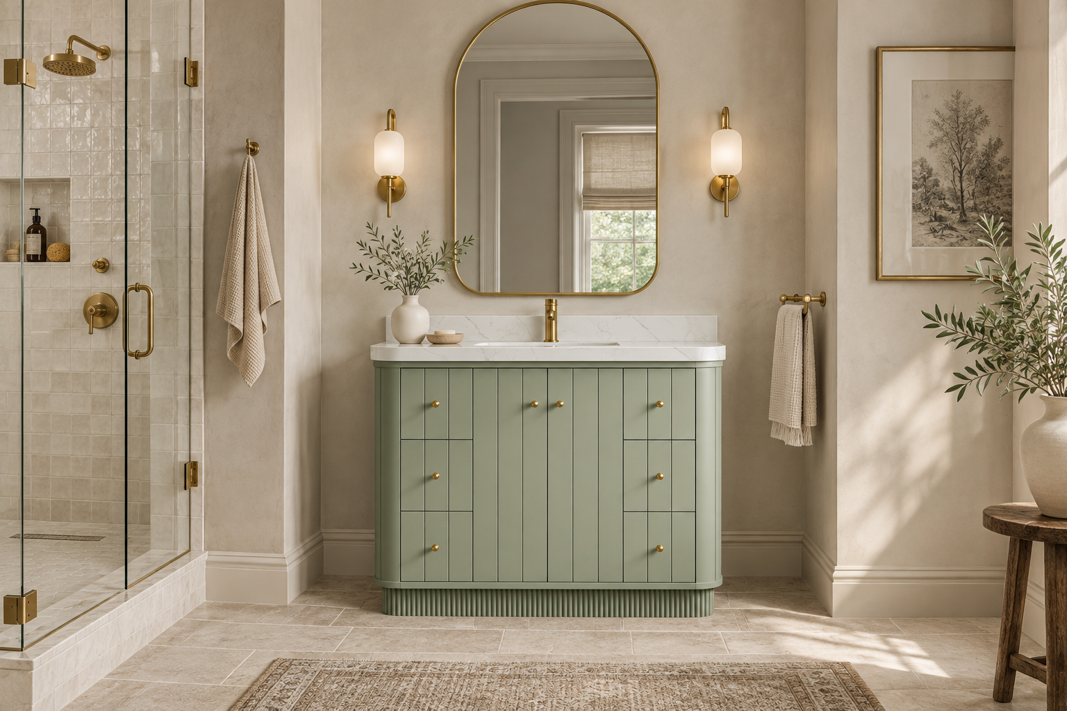 Evergreen vanity in an upscale bathroom