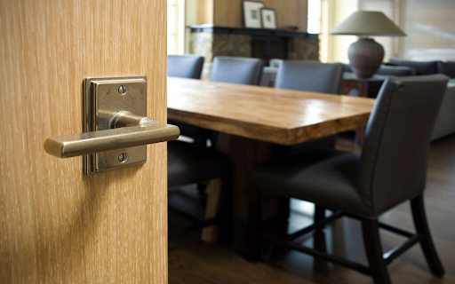 brass or gold-toned door hardware