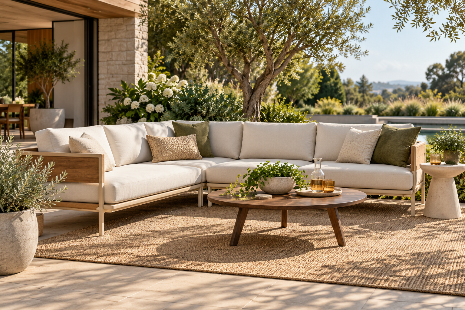 beautiful patio with an gorgeous outdoor sectional sofa