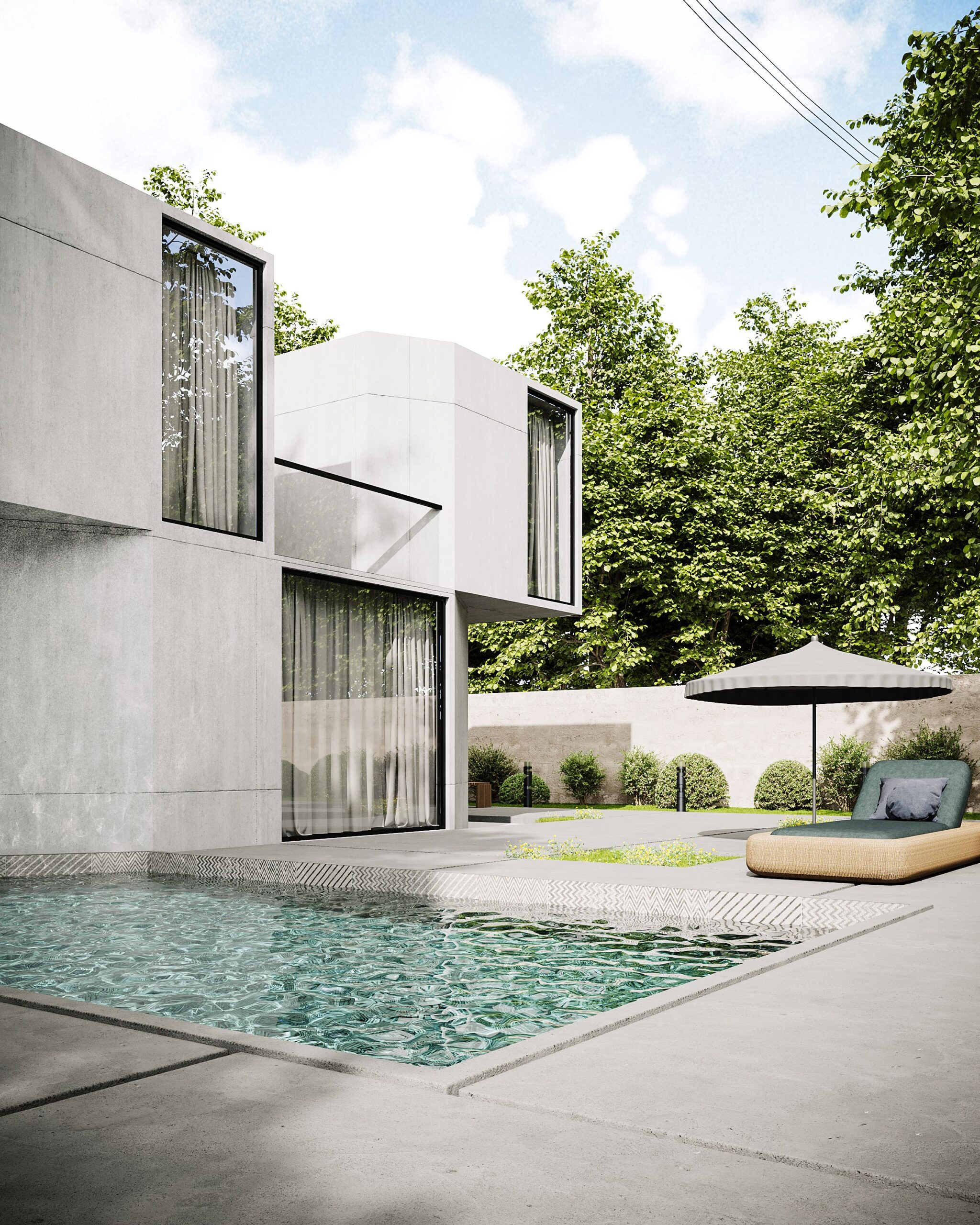 modern home with a backyard pool